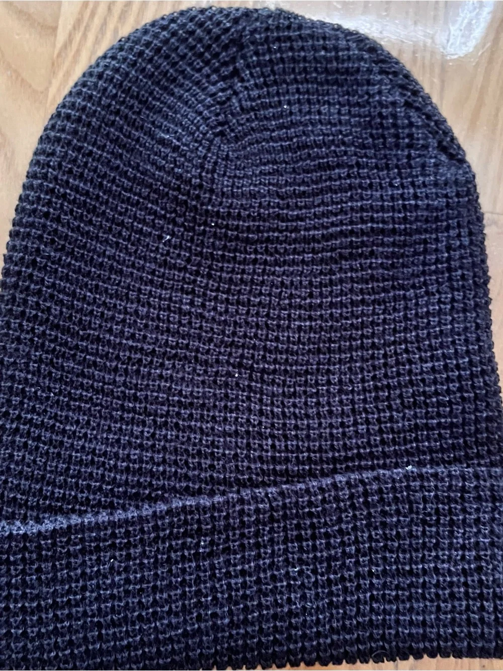 Keen Black Waffle Knit Beanie with Teal Logo
